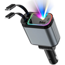 Carregador Veicular Retrátil 4 em 1 120W com LED