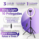 Kit Youtuber Com Tripe 2.10m Iluminador Ring Light Celular Ring Light Microfone Lapela