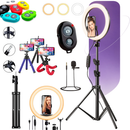 Kit Youtuber Com Tripe 2.10m Iluminador Ring Light Celular Ring Light Microfone Lapela