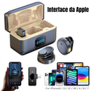 Microfone Lapela Sem Fio Duplo Kaidi Profissional Portátil Imã Redondo Anti Ruído Tipo C iPhone Gravação Celular