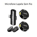 Microfone Lapela Sem Fio Duplo Kaidi Profissional Portátil Imã Redondo Anti Ruído Tipo C iPhone Gravação Celular