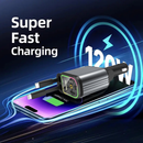 Carregador de carro retrátil com luz LED, carregador de carro rápido 4 em 1 de 120 W para iPhone e Android
