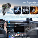 Carregador de carro retrátil com luz LED, carregador de carro rápido 4 em 1 de 120 W para iPhone e Android