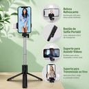 Selfie Stick Tripé 2 em 1 com Controle Remoto e Luz LED - Para Fotos e Vídeos em Grupo