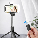 Selfie Stick Tripé 2 em 1 com Controle Remoto e Luz LED - Para Fotos e Vídeos em Grupo